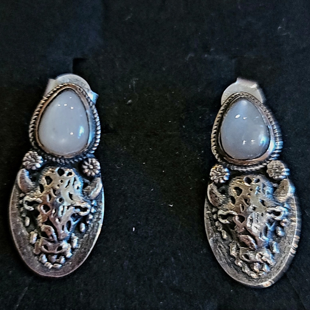 Elegant Silver Earrings with Gray Accents